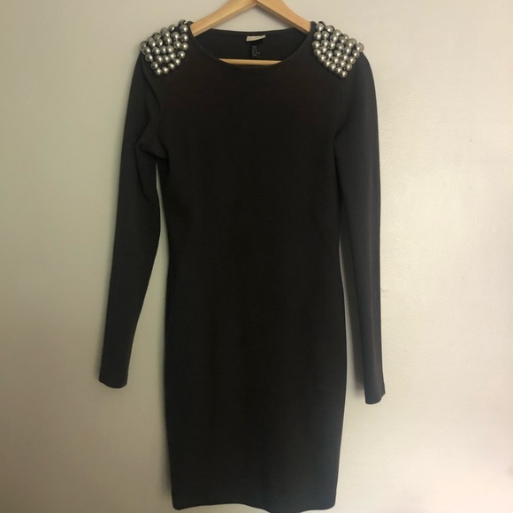 Studded Shoulder Bodycon Dress - Picture 2 of 7
